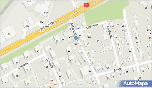 Katowice, Sobocińskiego Władysława, 18, mapa Katowic