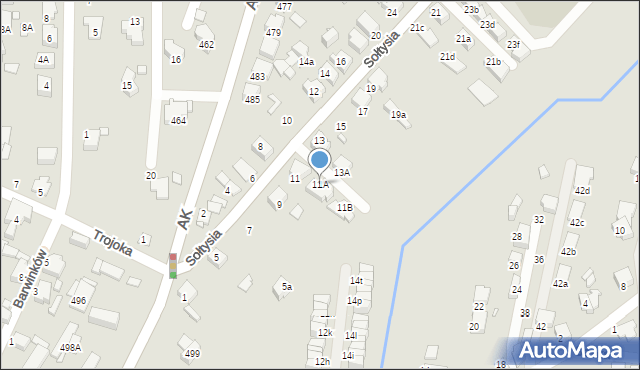 Katowice, Sołtysia, 11A, mapa Katowic