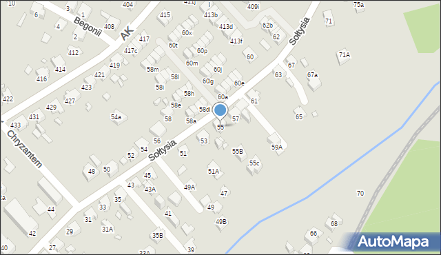 Katowice, Sołtysia, 55, mapa Katowic