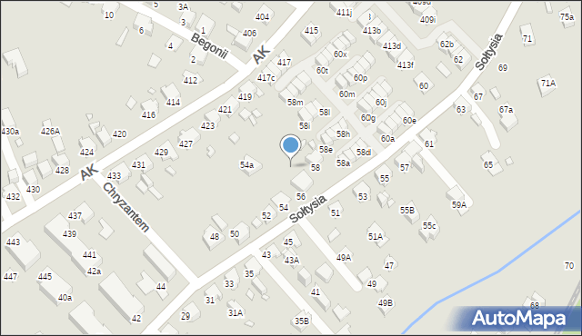 Katowice, Sołtysia, 56b, mapa Katowic