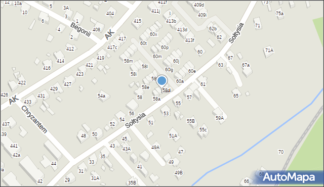 Katowice, Sołtysia, 58c, mapa Katowic