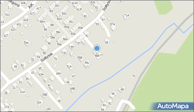 Katowice, Sołtysia, 59A, mapa Katowic