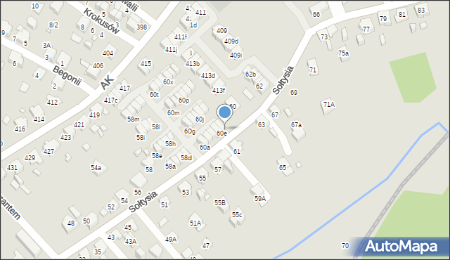 Katowice, Sołtysia, 60f, mapa Katowic