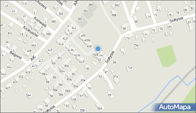 Katowice, Sołtysia, 62a, mapa Katowic