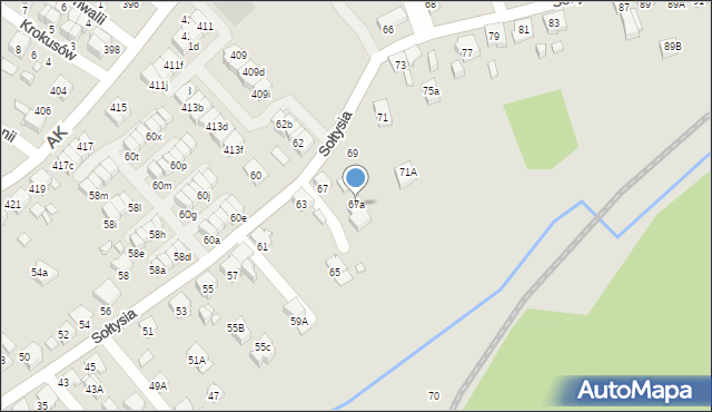 Katowice, Sołtysia, 67a, mapa Katowic