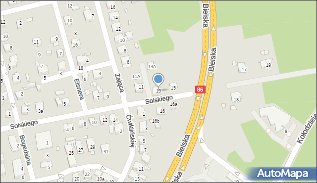 Katowice, Solskiego Ludwika, 13, mapa Katowic