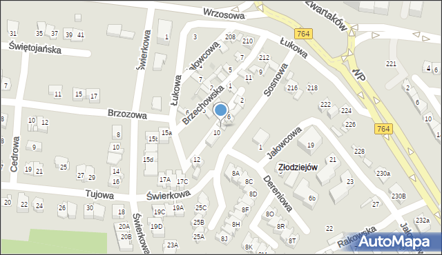 Kielce, Sosnowa, 8, mapa Kielc