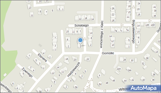 Kielce, Solskiego Ludwika, 1, mapa Kielc