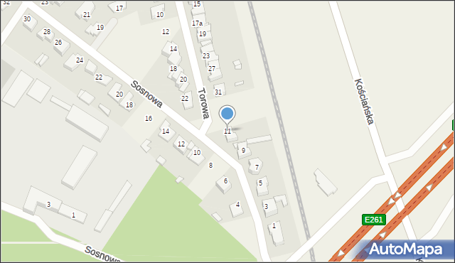 Kiełczewo, Sosnowa, 11, mapa Kiełczewo