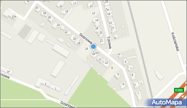 Kiełczewo, Sosnowa, 14, mapa Kiełczewo