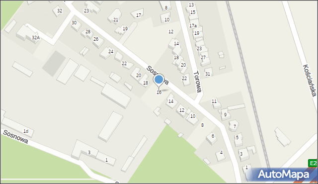 Kiełczewo, Sosnowa, 16, mapa Kiełczewo