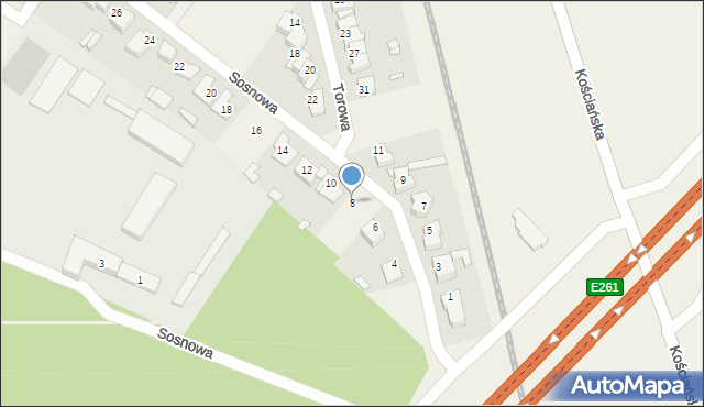 Kiełczewo, Sosnowa, 8, mapa Kiełczewo