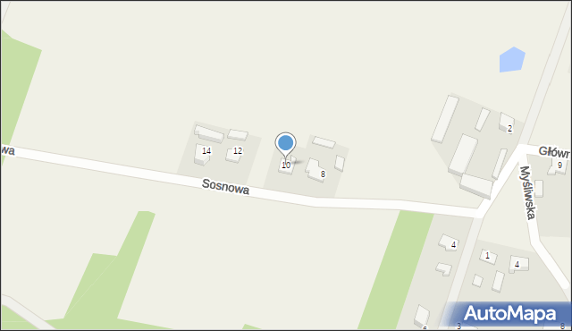 Kinice, Sosnowa, 10, mapa Kinice