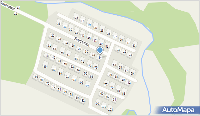 Kłodawa, Sosnowa, 34, mapa Kłodawa