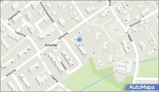 Knurów, Sokoła, 1c, mapa Knurów
