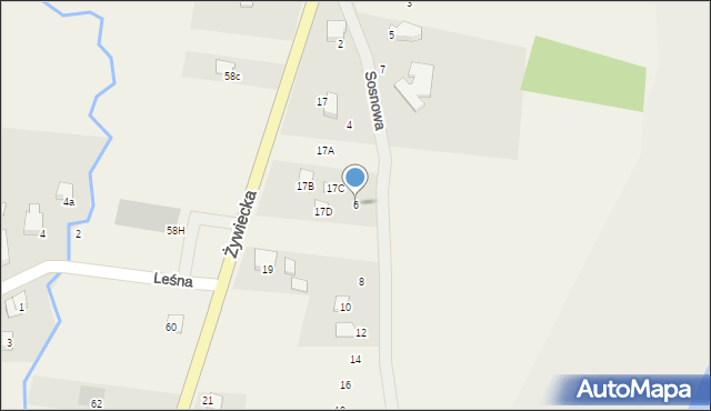 Kobiernice, Sosnowa, 6, mapa Kobiernice