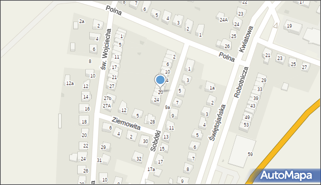 Kobierzyce, Sobótki, 20, mapa Kobierzyce