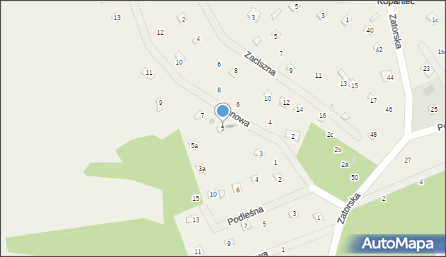 Kopaniec, Sosnowa, 5, mapa Kopaniec
