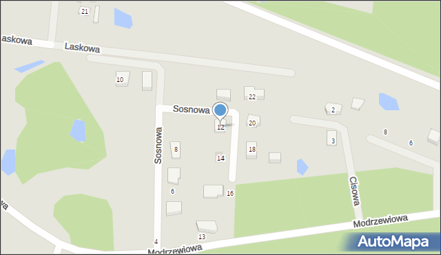 Kościerzyna, Sosnowa, 12, mapa Kościerzyna