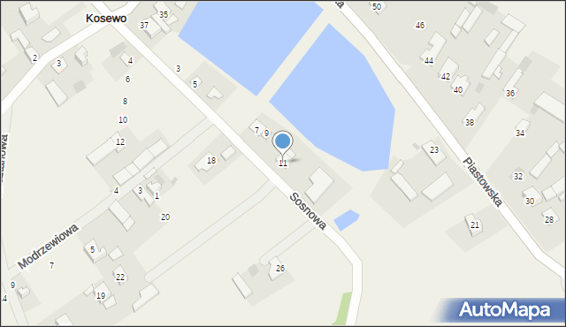Kosewo, Sosnowa, 11, mapa Kosewo