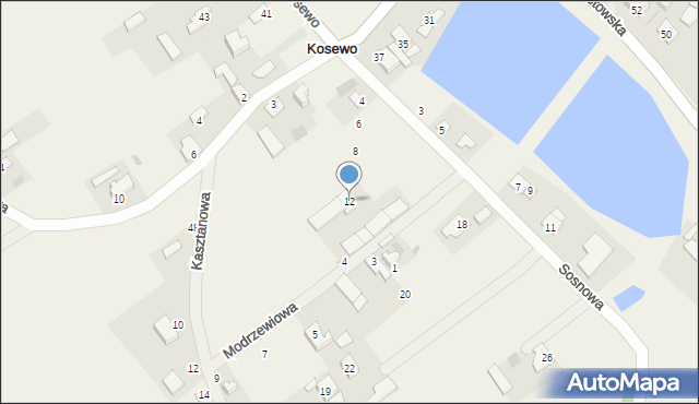 Kosewo, Sosnowa, 12, mapa Kosewo