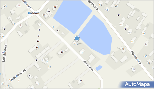 Kosewo, Sosnowa, 9, mapa Kosewo