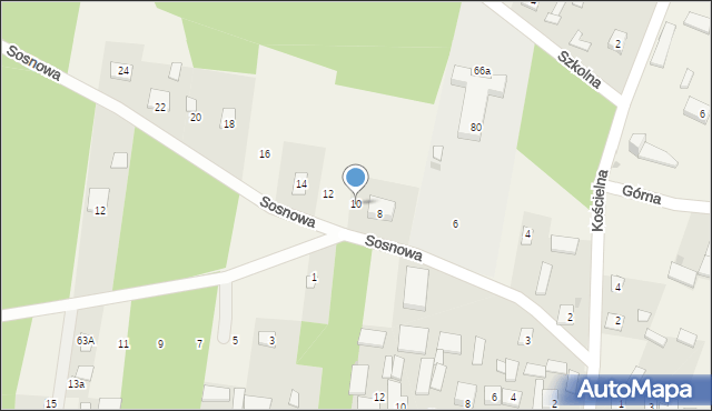 Kostrzyn, Sosnowa, 10, mapa Kostrzyn