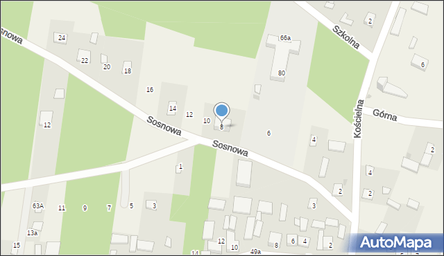Kostrzyn, Sosnowa, 8, mapa Kostrzyn
