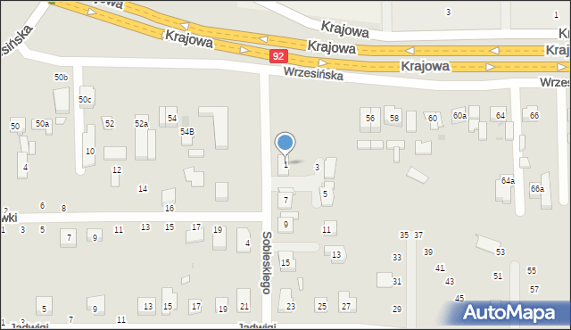 Kostrzyn, Sobieskiego, 1, mapa Kostrzyn