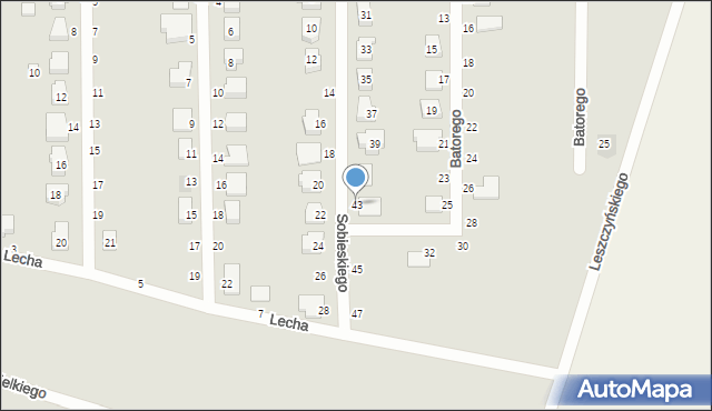 Kostrzyn, Sobieskiego, 43, mapa Kostrzyn