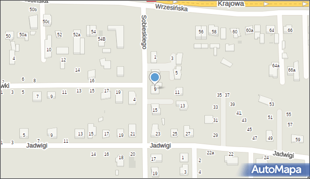 Kostrzyn, Sobieskiego, 9, mapa Kostrzyn