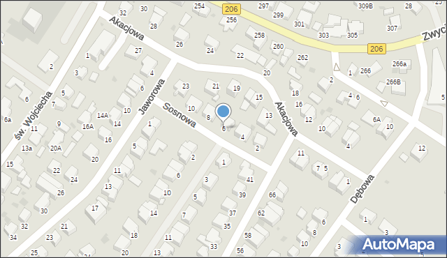 Koszalin, Sosnowa, 6, mapa Koszalina