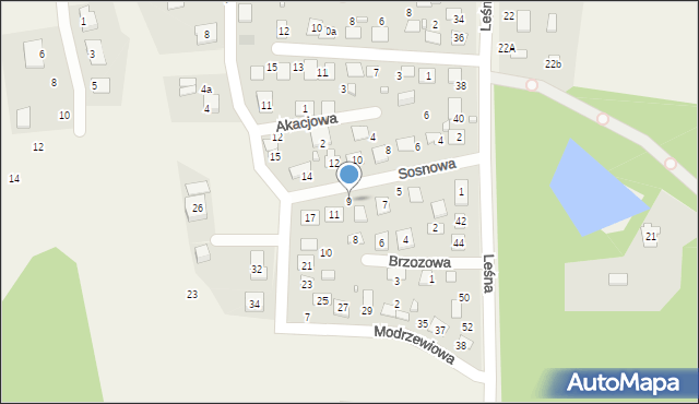 Koszęcin, Sosnowa, 9, mapa Koszęcin