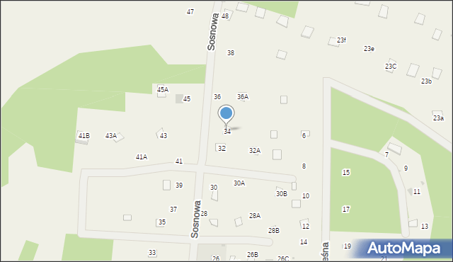 Kowalicha, Sosnowa, 34, mapa Kowalicha