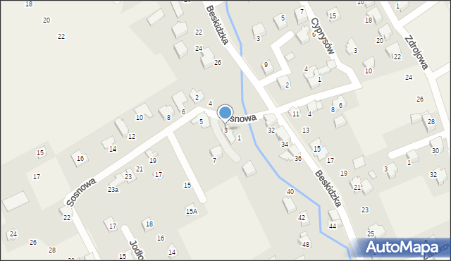 Kozy, Sosnowa, 3, mapa Kozy