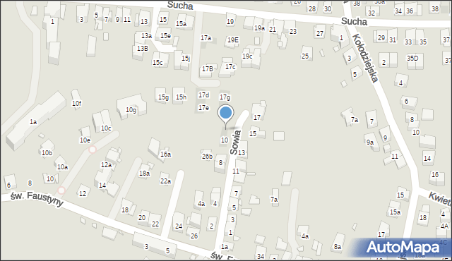 Kraków, Sowia, 12, mapa Krakowa
