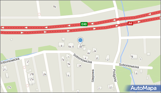 Kraków, Soboniowicka, 4a, mapa Krakowa