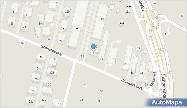 Kraków, Sosnowiecka, 73, mapa Krakowa