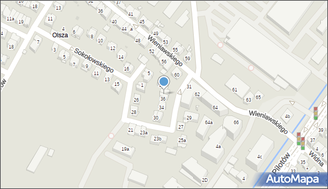 Kraków, Sokołowskiego Andrzeja, 36a, mapa Krakowa