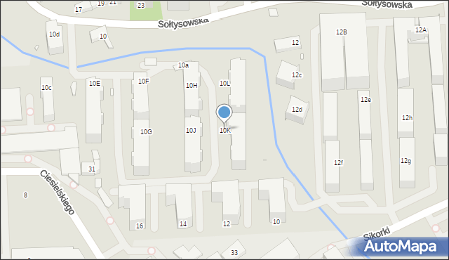 Kraków, Sołtysowska, 10K, mapa Krakowa