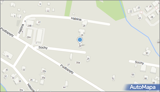 Kraków, Sochy, 24, mapa Krakowa