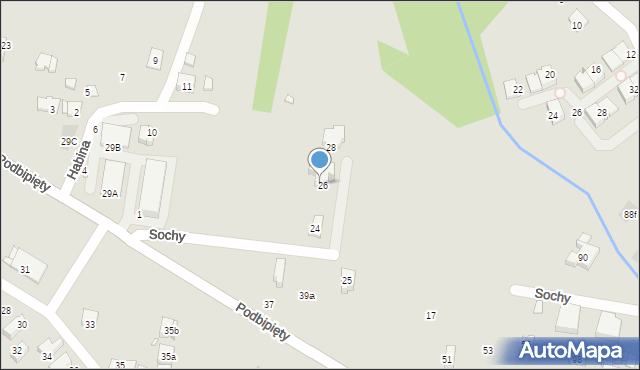 Kraków, Sochy, 26, mapa Krakowa