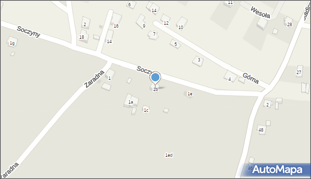 Kraków, Soczyny, 1b, mapa Krakowa