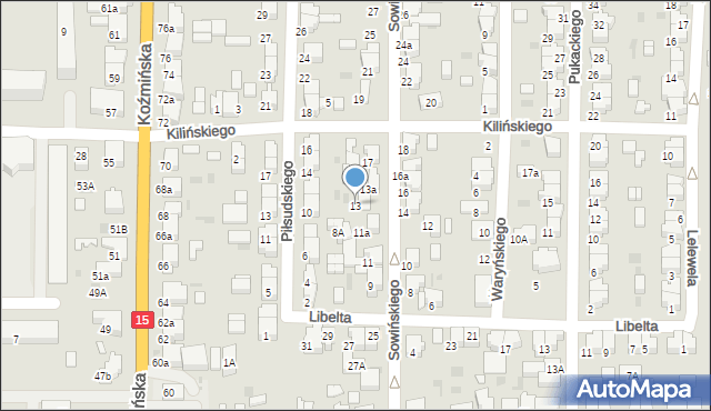 Krotoszyn, Sowińskiego Józefa, gen., 13, mapa Krotoszyna