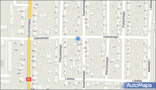 Krotoszyn, Sowińskiego Józefa, gen., 17, mapa Krotoszyna