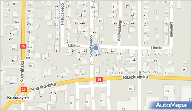 Krotoszyn, Sowińskiego Józefa, gen., 4, mapa Krotoszyna