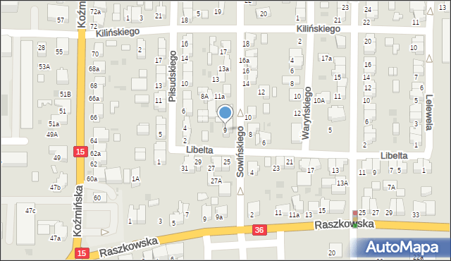 Krotoszyn, Sowińskiego Józefa, gen., 9, mapa Krotoszyna