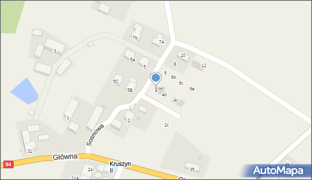 Kruszyn, Sosnowa, 4, mapa Kruszyn