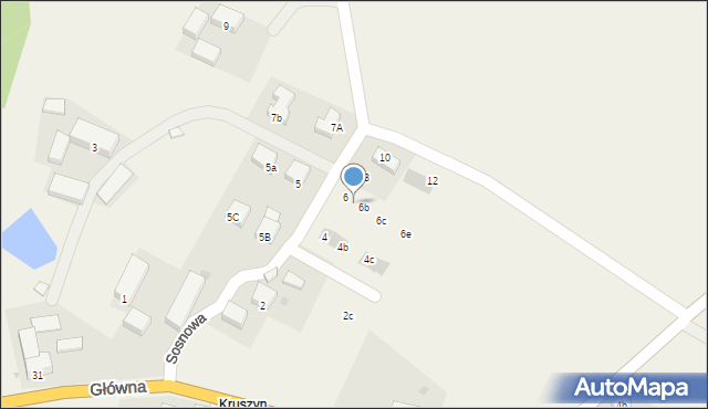 Kruszyn, Sosnowa, 6a, mapa Kruszyn