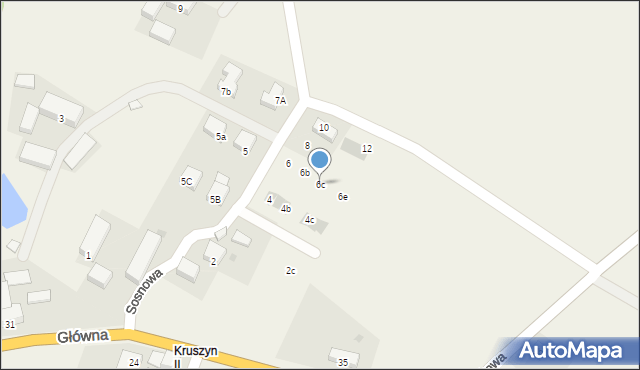 Kruszyn, Sosnowa, 6c, mapa Kruszyn